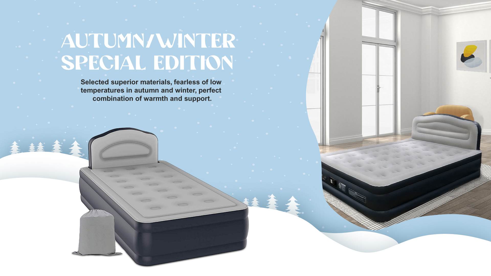 Matelas pneumatique floqué avec tête de lit, laissez le confort s'améliorer !